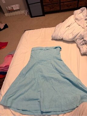 Abercrombie & Fitch Light Blue Strapless A-Line Dress